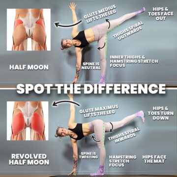 Liv Yoga Tutorials Half Moon vs Revolved Half Moon