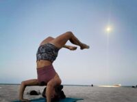 Karina Sanchez Moon yoga yesterday at the beach Thanks @andresmoves