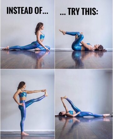 Photoset of stretching yoga poses and modifications Yoga