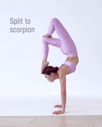 𝙲𝚑𝚛𝚒𝚜𝚝𝚒𝚗𝚎 𝙺 Handstand split to half lotus scorpion ⁣ ⁣
