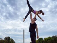 Angela @baddyoga Washington acro fun with @jonathanblackk yoga acro acroyoga