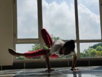 Jyoti Juneja @yogagirl jyoti Hip opening balancing pose with nature background yogagirl jyoti
