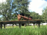 Karina Sanchez @karinasana yoga Stretching after 2 mile run at the park