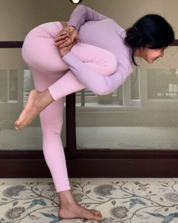 Madhulika Singh Yoga teacher @divine yogavibes Flamingo pose Swipe right to com