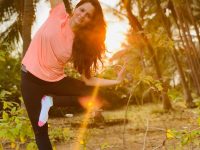 Nikki Setting sun And Post workout glow @ghagdisha yoga yogapractice