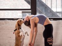 Yoga Goals by Alo @yogagoals Living room Yoga sessions with the puppy