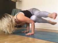 • Ellie Bostock • @elliebyoga Side crow Feeling strong this morning